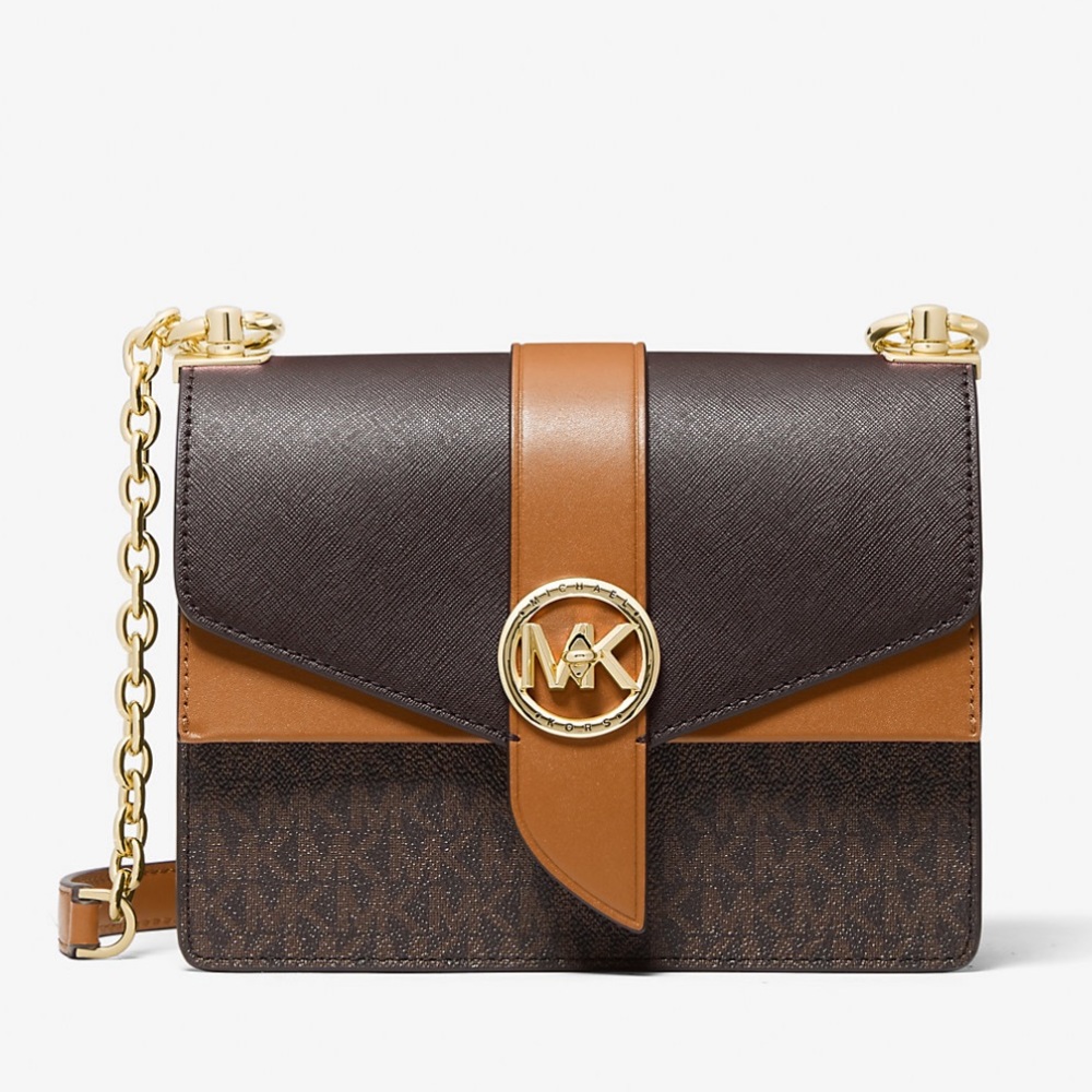 Michael Kors Greenwich Small Color-Block Logo and Saffiano Leather Crossbody Bag